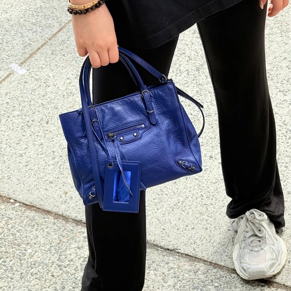✈️Balenciaga Mini Papier Blue Leather City Bag